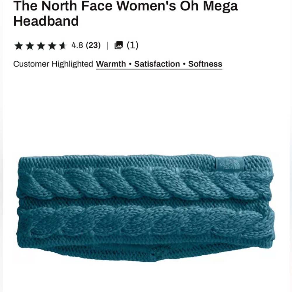 The North Face Womens OH Mega Headband Midnight Petrol One size.Made Indonesia - Picture 2 of 6